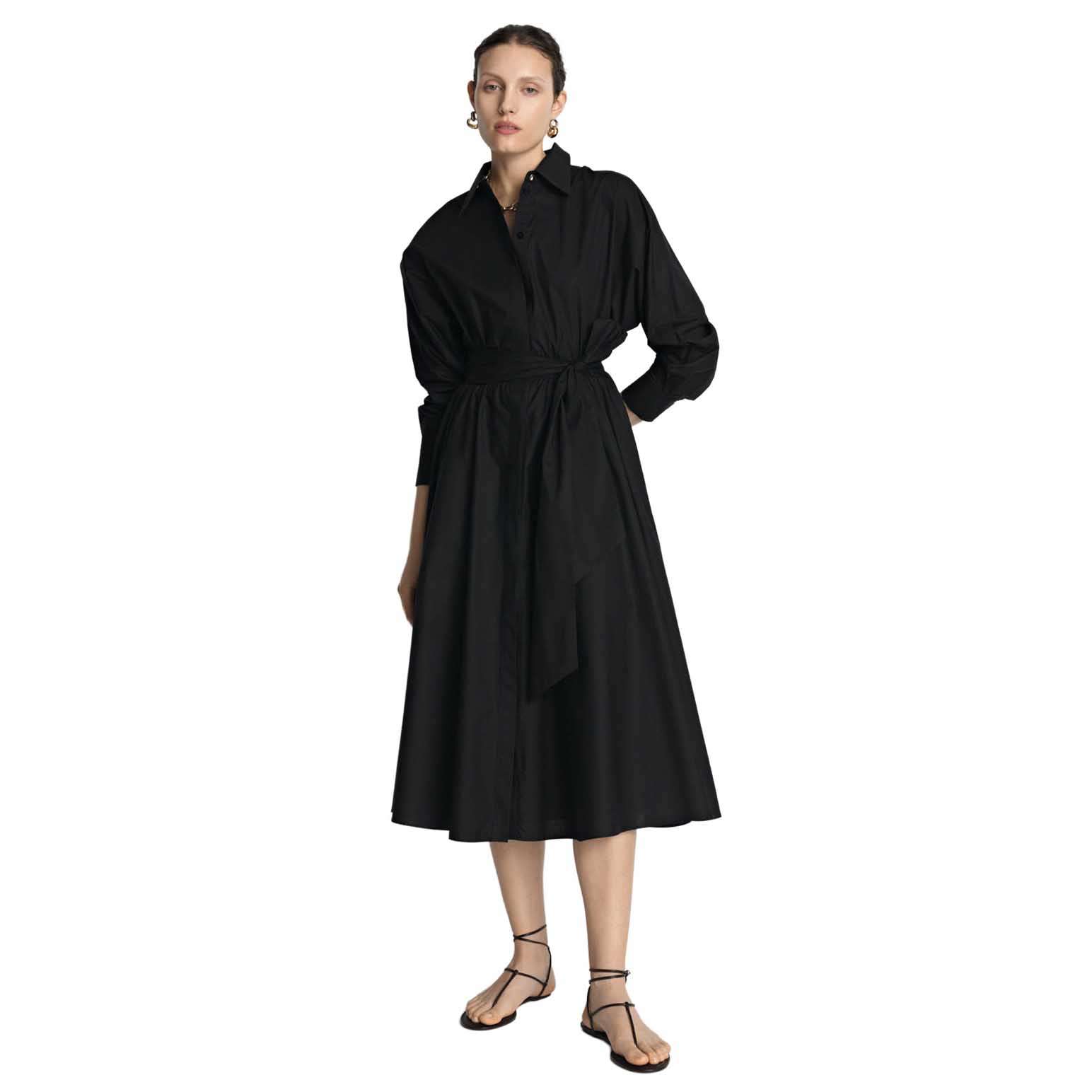 Veronika Maine Cotton Tie Belt Shirtdress